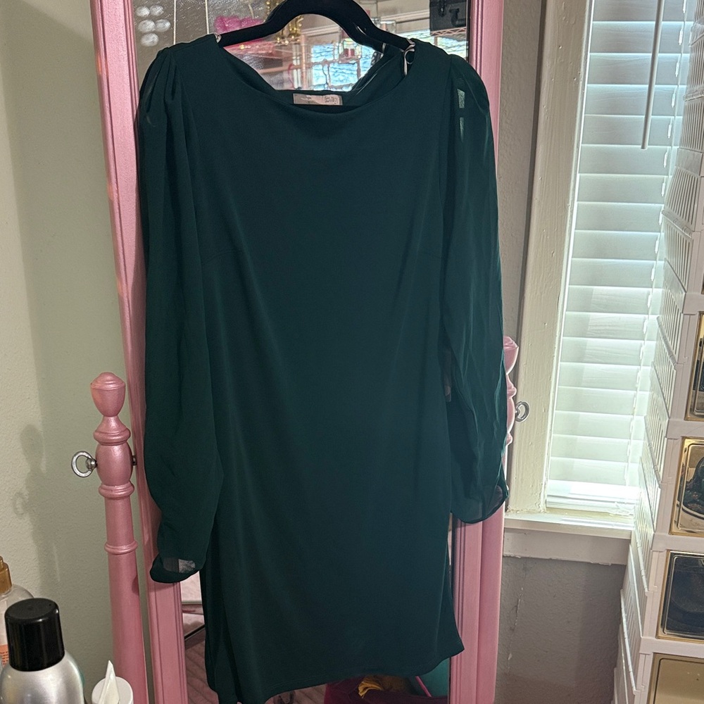 Forever 21 Elegant Dark Green Long Sleeve Dress